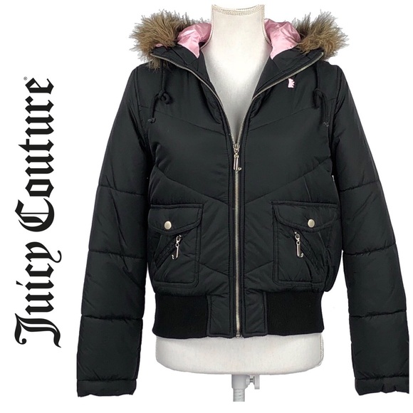 Juicy Couture Jackets & Blazers - JUICY COUTURE | Black Hooded Puffer Jacket